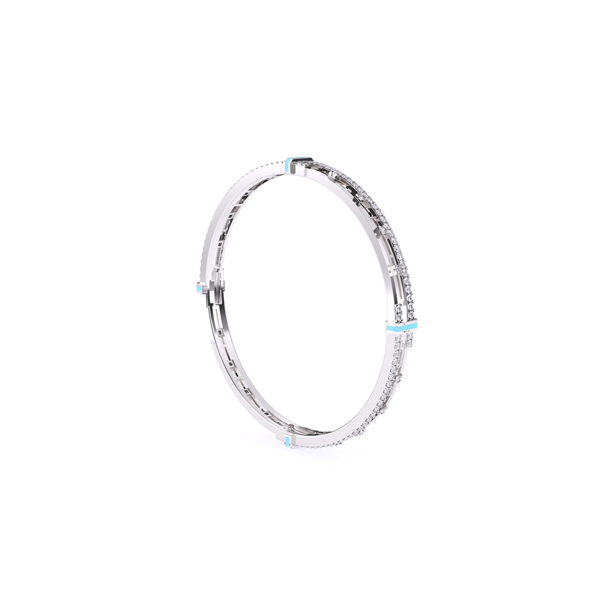 Stylish Round Diamond Two Row Bangle